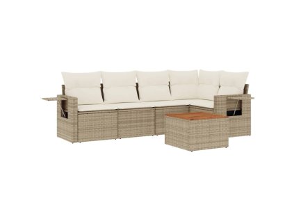 vidaXL 6dílná zahradní sedací souprava s poduškami béžová polyratan