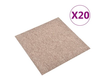 vidaXL Kobercové podlahové dlaždice 20 ks 5 m² 50 x 50 cm béžové