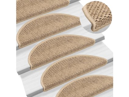 vidaXL Samolepící nášlapy na schody vzhled sisal 15 ks 56x17x3 cm