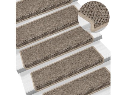 vidaXL Samolepící nášlapy na schody vzhled sisal 15ks 65x21x4cm béžové