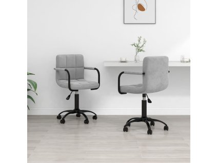 vidaXL Otočné jídelní židle 2 ks světle šedé samet