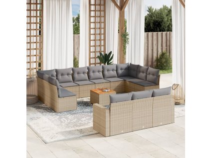 vidaXL 14dílná zahradní sedací souprava a podušky mix béžové polyratan