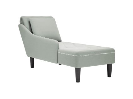 vidaXL Lenoška s polštářem a područkou na pravé straně šedá samet