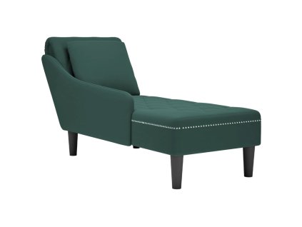 vidaXL Lenoška s polštářem a područkou na pravé straně zelená samet