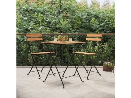 vidaXL 3dílný skládací bistro set masivní teakové dřevo a ocel
