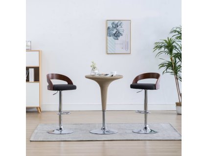 vidaXL Barové židle 2 ks tmavě šedé textil a ohýbané dřevo