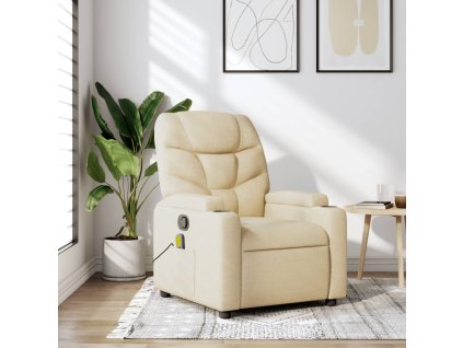 vidaXL Masážní polohovací křeslo krémové textil