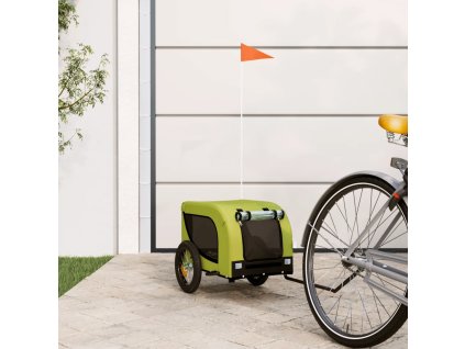 vidaXL Vozík za kolo pro psa zelený a černý oxfordská tkanina a železo