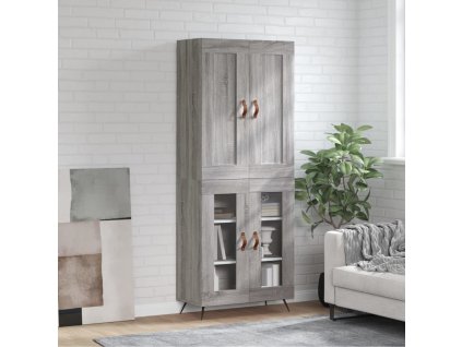vidaXL Skříň highboard šedá sonoma 69,5 x 34 x 180 cm kompozitní dřevo
