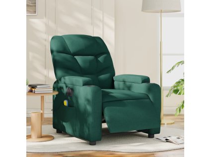 vidaXL Elektrické masážní polohovací křeslo tmavě zelené textil