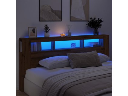 vidaXL Čelo postele LED dub artisan 220x18,5x103,5 cm kompozitní dřevo