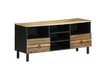 vidaXL TV skříňka černá 100 x 33,5 x 46 cm masivní hrubý mangovník