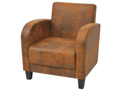 vidaXL Křeslo hnědé umělá semišová kůže