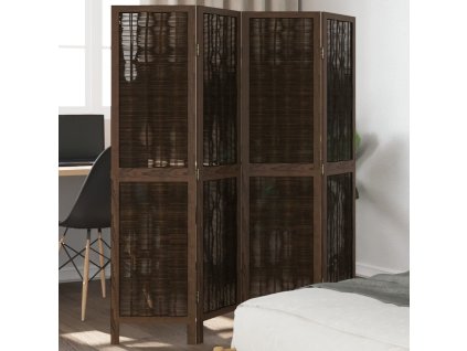 vidaXL Paraván 4dílný tmavě hnědý masivní dřevo pavlovnie