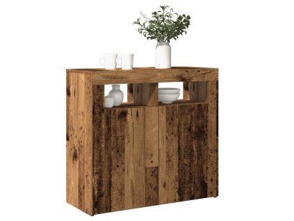 vidaXL Příborník s LED old wood 80 x 35 x 75 cm kompozitní dřevo