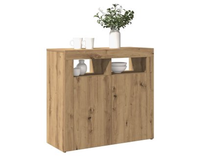 vidaXL Příborník s LED dub artisan 80 x 35 x 75 cm kompozitní dřevo