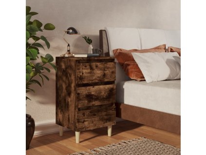 vidaXL Noční stolky masivní dřevěné nohy 2 ks kouřový dub 40x35x69 cm