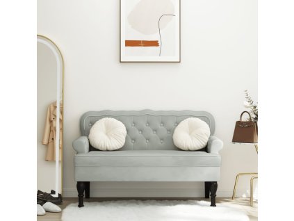 vidaXL Lavice s opěradlem světle šedá 119,5 x 64,5 x 75 cm sametová