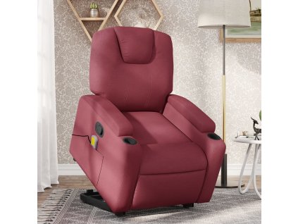 vidaXL Zvedací masážní polohovací křeslo vínové textil