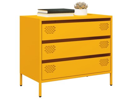 vidaXL Příborník žlutý 68 x 39 x 58,5 cm ocel válcovaná za studena