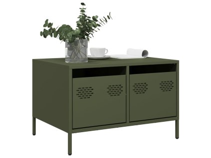 vidaXL TV skříňka olivová 68 x 50 x 43,5 cm ocel válcovaná za studena