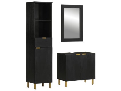 vidaXL 3dílný set koupelnového nábytku černý kompozitní dřevo