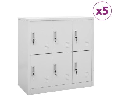 vidaXL Uzamykatelné skříně 5 ks světle šedé 90 x 45 x 92,5 cm ocel