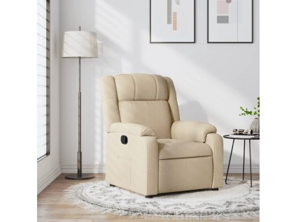 vidaXL Polohovací křeslo krémové textil