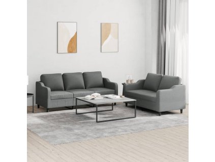 vidaXL 2dílná sedací souprava s poduškami tmavě šedá textil