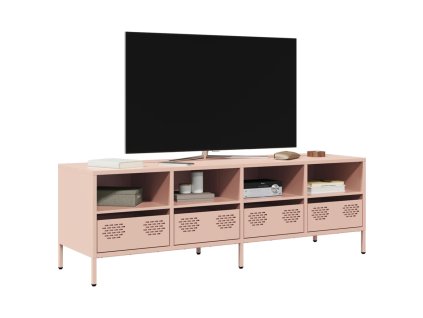 vidaXL TV skříňka růžová 135 x 39 x 43,5 cm ocel válcovaná za studena