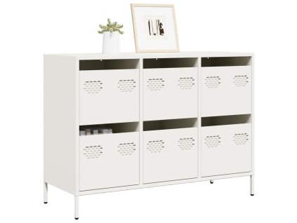 vidaXL Příborník bílý 101,5 x 39 x 73,5 cm ocel válcovaná za studena