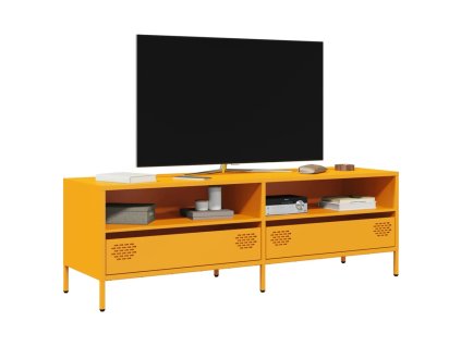 vidaXL TV skříňka hořčicově žlutá 135 x 39 x 43,5 cm ocel
