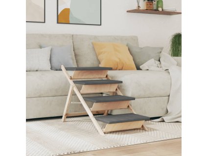 vidaXL Schůdky pro psy šedé 105 x 47 cm masivní jedlové dřevo