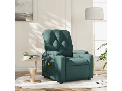 vidaXL Masážní polohovací křeslo tmavě zelené textil