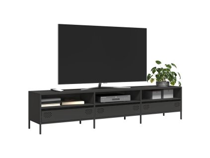 vidaXL TV skříňka černá 202x39x43,5 cm ocel válcovaná za studena