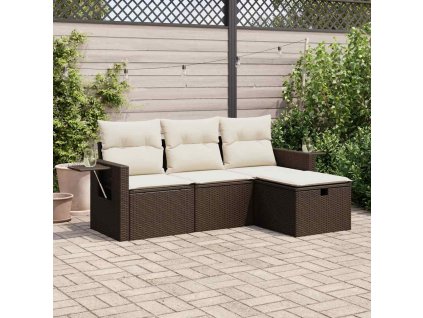 vidaXL 4dílná zahradní sedací souprava s poduškami hnědá polyratan