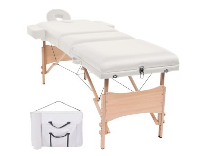 vidaXL Skládací masážní stůl 3 zóny tloušťka 10 cm bílý