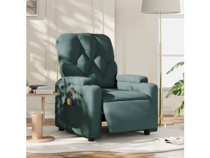 vidaXL Elektrické masážní polohovací křeslo tmavě zelené textil