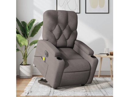 vidaXL Elektrické zvedací masážní polohovací křeslo taupe textil
