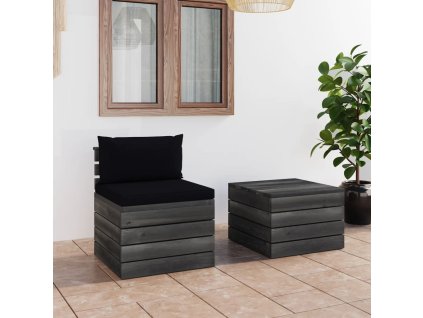 vidaXL 2dílná zahradní sedací souprava z palet + podušky borové dřevo