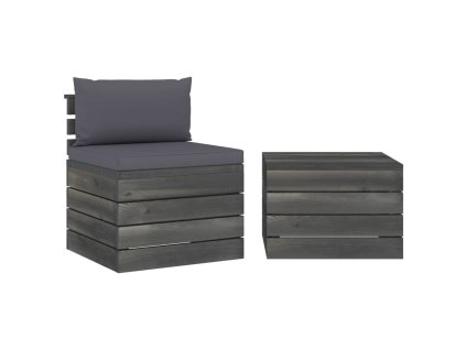 vidaXL 2dílná zahradní sedací souprava z palet + podušky borové dřevo