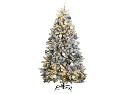 vidaXL Umělý sklápěcí vánoční stromek s 300 LED a koulemi 300 cm