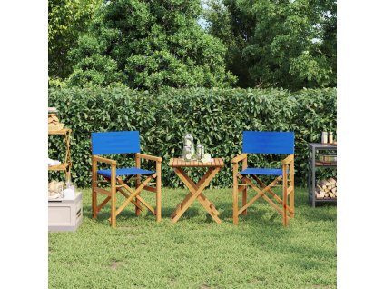 vidaXL Skládací režisérské židle 2 ks modré masivní teakové dřevo