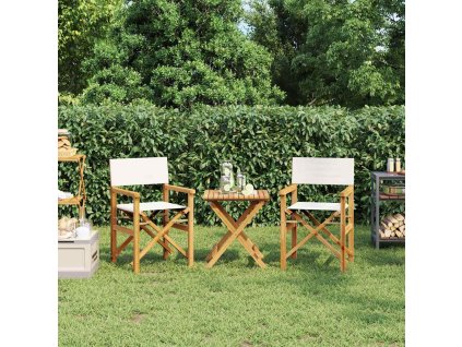 vidaXL Skládací režisérské židle 2 ks krémové masivní teakové dřevo