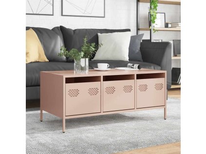 vidaXL Konferenční stolek růžový 101,5 x 50 x 43,5 cm ocel