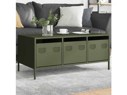 vidaXL Konferenční stolek olivově zelený 101,5 x 50 x 43,5 cm ocel