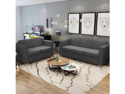 vidaXL Dvojdílná sada pohovek textil tmavě šedá
