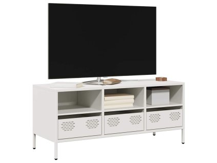vidaXL TV skříňka bílá 101,5 x 39 x 43,5 cm ocel válcovaná za studena