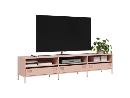 vidaXL TV skříňka růžová 202 x 39 x 43,5 cm ocel válcovaná za studena