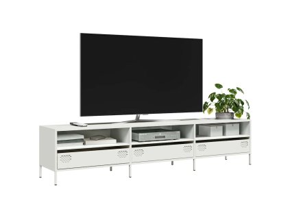 vidaXL TV skříňka bílá 202 x 39 x 43,5 cm ocel válcovaná za studena